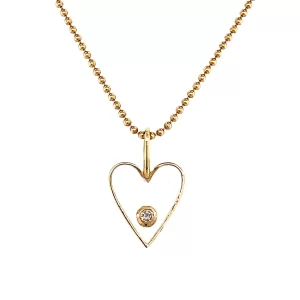 Gold Tiny Enamel Heart Pendant