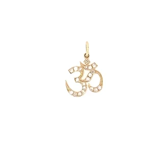 Diamond Accent Yellow Gold Om Charm