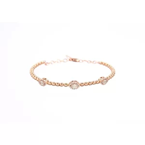 Diamond Accent Rose Gold Beaded Bracelet