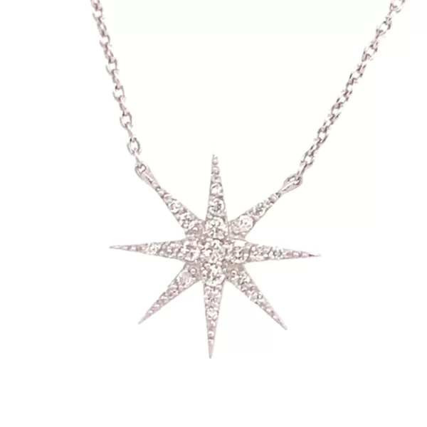 18k white gold diamond star charm on a delicate chain