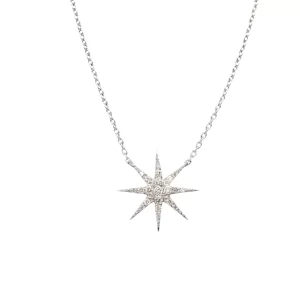 18k white gold diamond star pendant