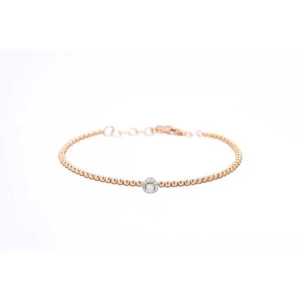 Gold Bracelet Featuring One Round Diamond