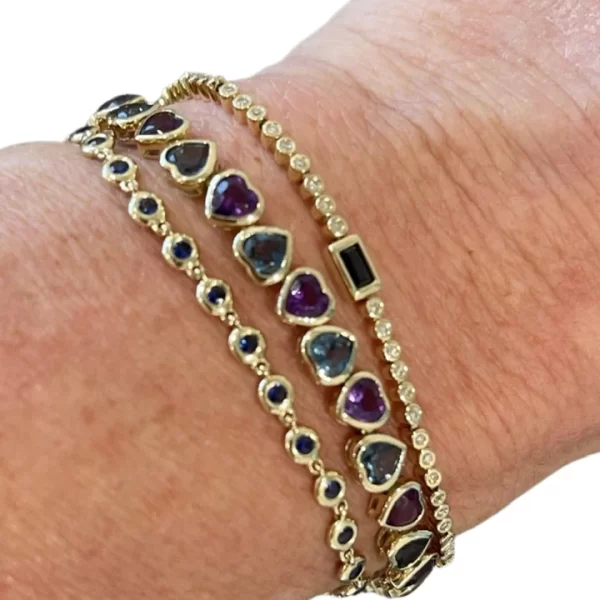 amethyst and topaz heart bezel bracelet bracelet