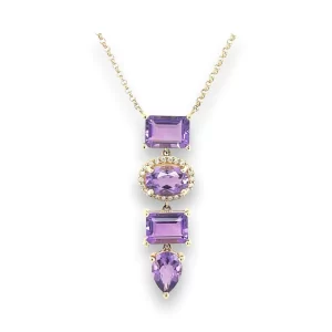 Purple Gemstone Diamond Necklace