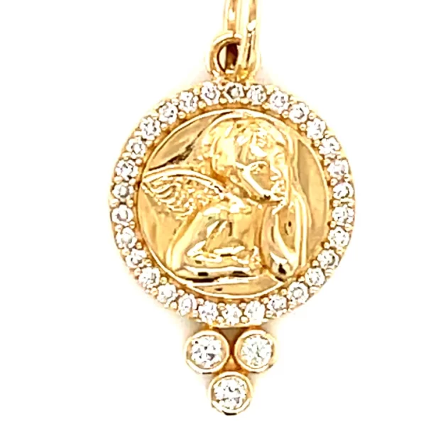 angel charm 14k gold diamonds