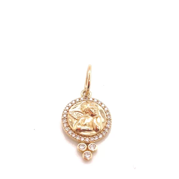 angel charm 14k gold diamonds