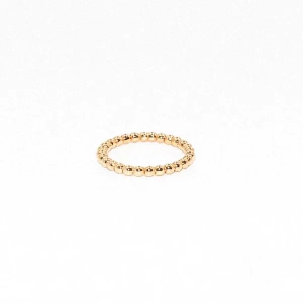 bead ring stackable ring 14k gold fine details