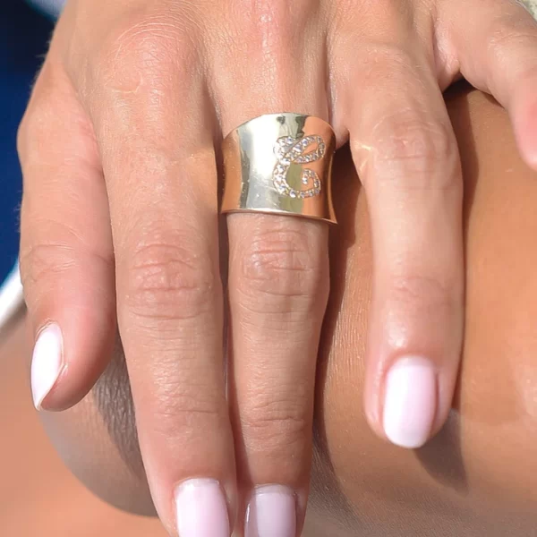cigar diamond initial ring