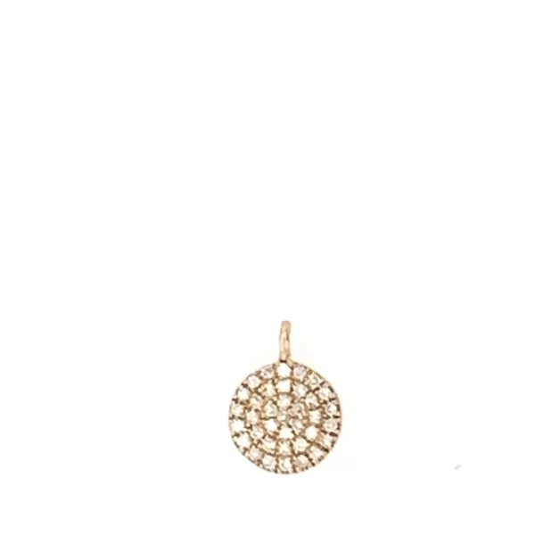 circle pave diamond round charm 14k gold and diamonds