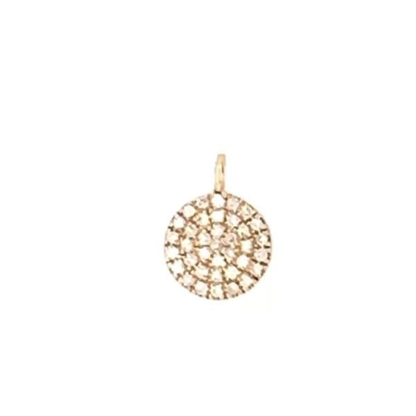 circle pave diamond round charm 14k gold and diamonds