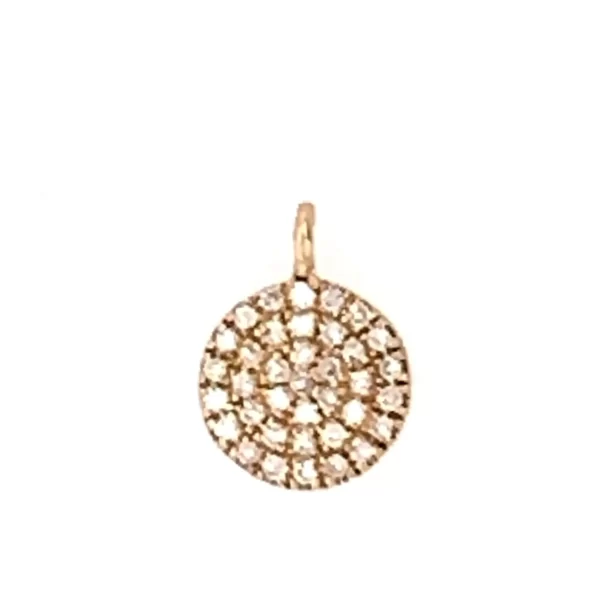 Solid 14k Gold Circle Pave Diamond Charm