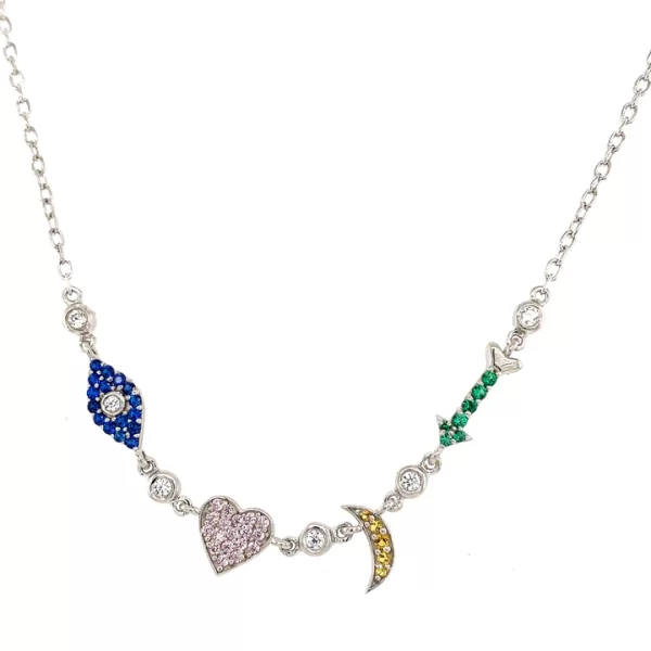 colored cz i love you to the moon and back sterling silver necklace