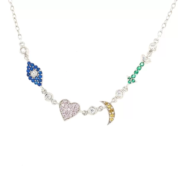 colored cz i love you to the moon and back sterling silver necklace