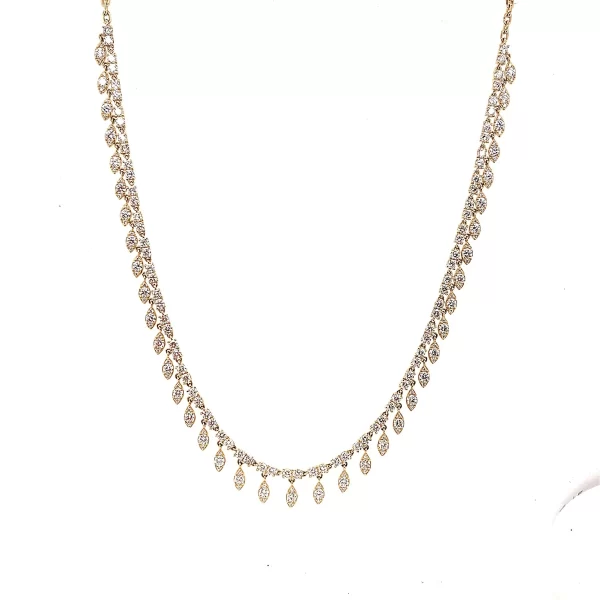 Natural Diamond Fringe Necklace In 14K Gold