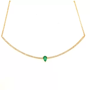 Diamond And Emerald Bar Necklace