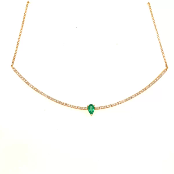 diamond and emerald bar necklace