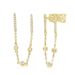 Diamond Earrings With A Bar Chain