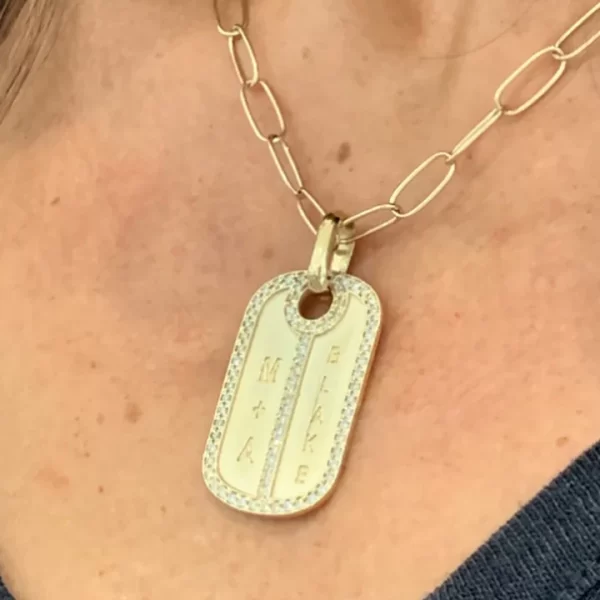 diamond dog tag necklace