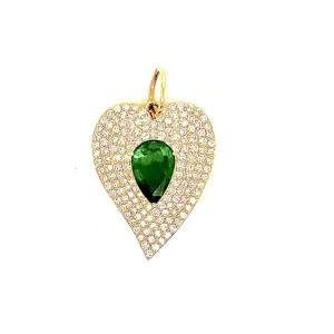 Heart Pendant Diamond Emerald Pear