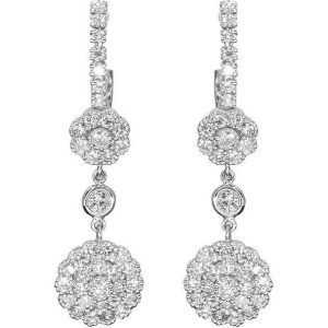 Earrings With A Diamond Flower Drop Design