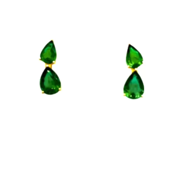 double pear shaped emerald stud earrings