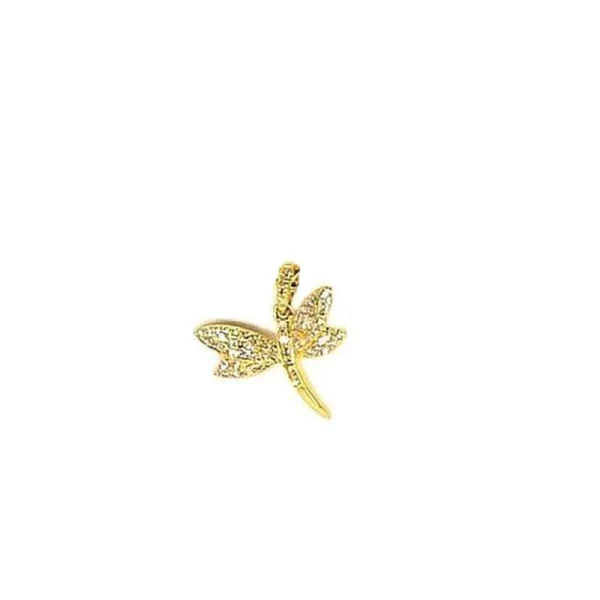 dragonfly charm necklace 14k yellow gold pave diamonds