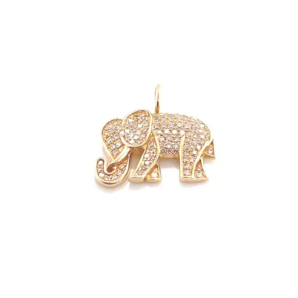 elephant charm 14k gold pave diamonds