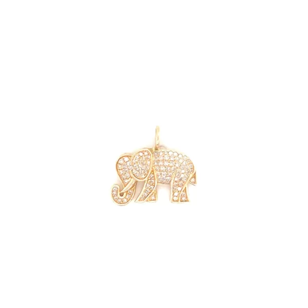 elephant charm 14k gold pave diamonds