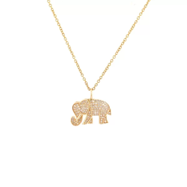 elephant charm 14k gold pave diamonds