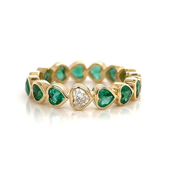 emerald and diamond heart ring