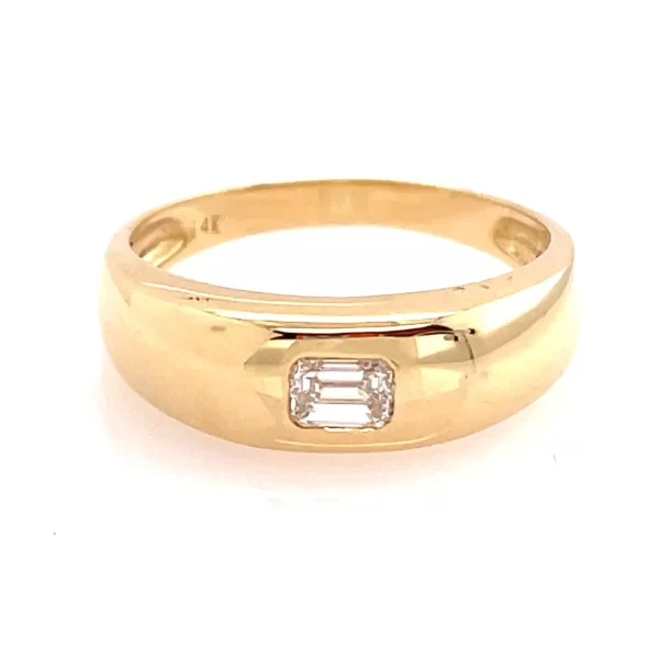 emerald cut diamond dome ring