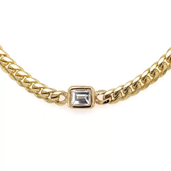 emerald diamond cut cuban chain choker