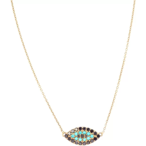 evil eye necklace 14k gold with black diamonds and turquoise