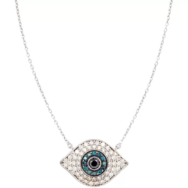 evil eye necklace diamonds sapphires 14k gold