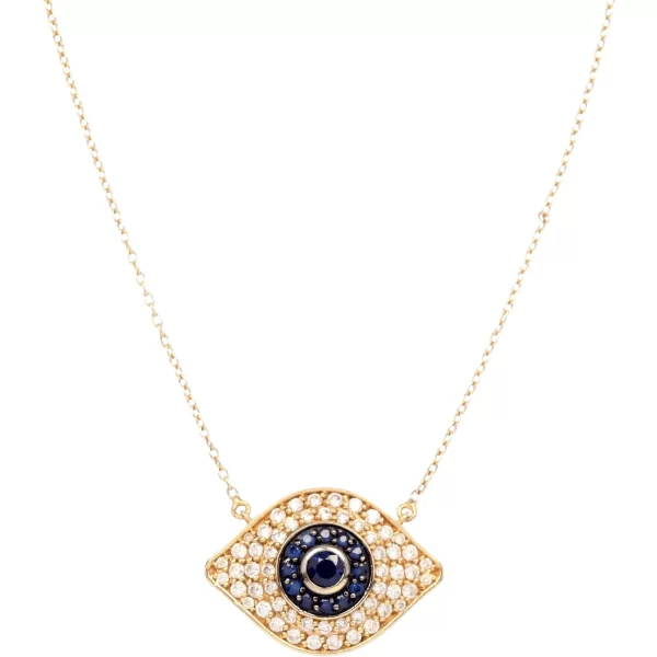 evil eye necklace diamonds sapphires 14k gold