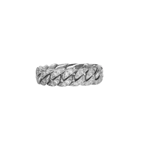 flexible cuban link chain ring 14k gold diamonds ring