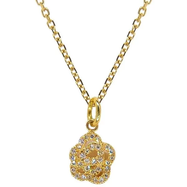 flower necklace 14k gold diamonds