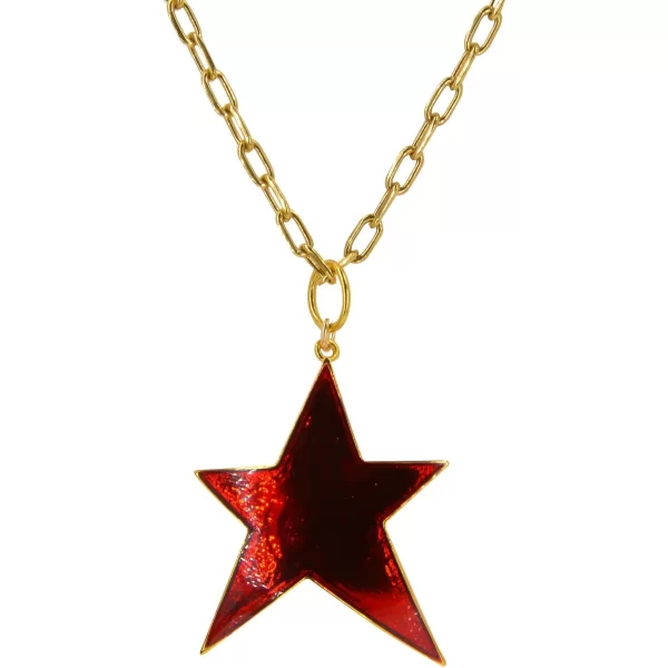 french star charm necklace 14k gold glowing enamel color