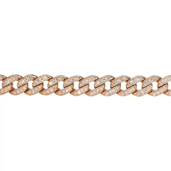 glittering cuban link chain bracelet 14k gold faceted diamonds