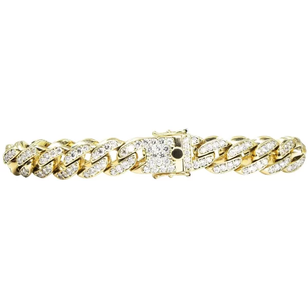 glittering cuban link chain bracelet 14k gold faceted diamonds