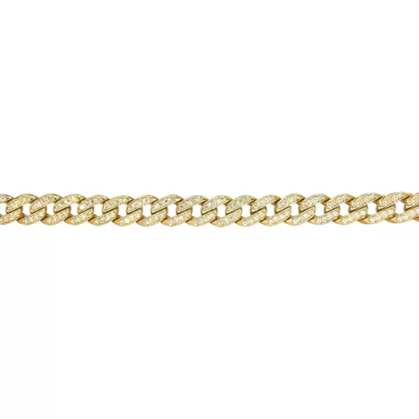 glittering cuban link chain bracelet 14k gold faceted diamonds