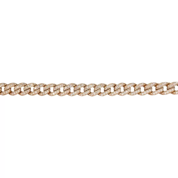 glittering cuban link chain bracelet 14k gold faceted diamonds