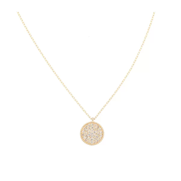 gold circle necklace pave diamonds