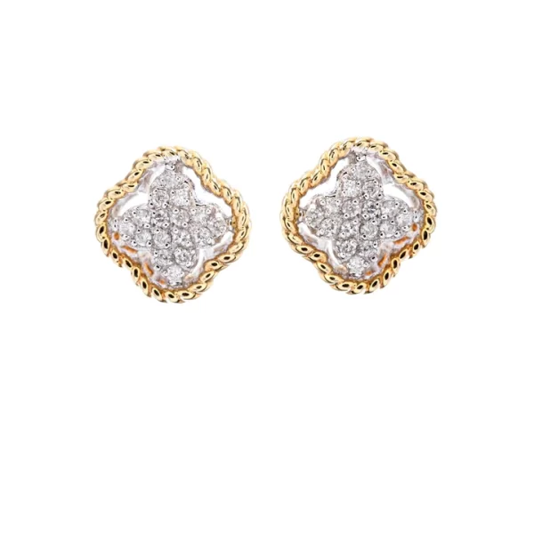 gold diamond clover earrings