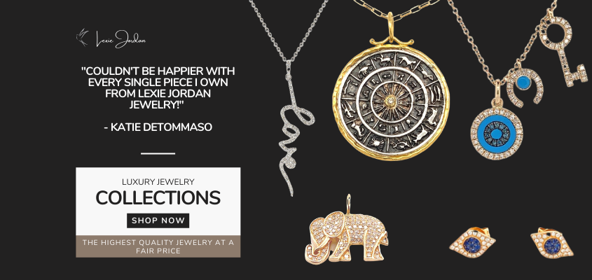Shop Lexie Jordan Jewelry Collections: Various necklaces and gold charms