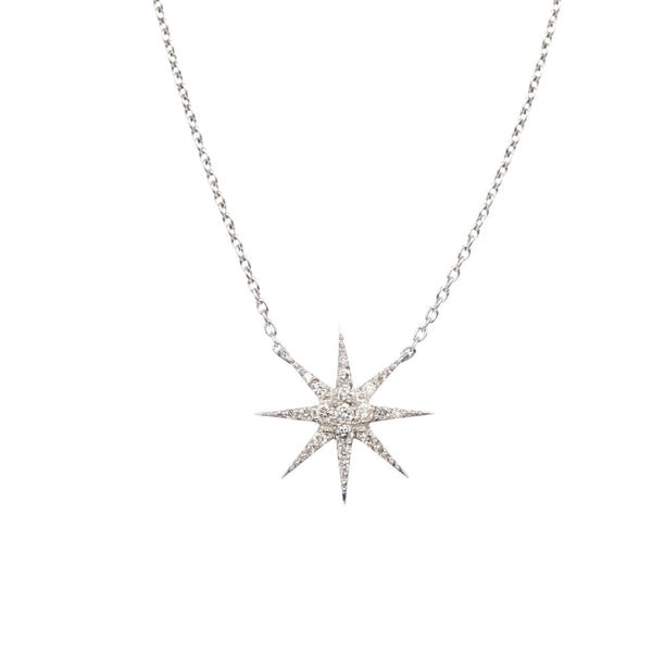 white gold diamond star charm necklace