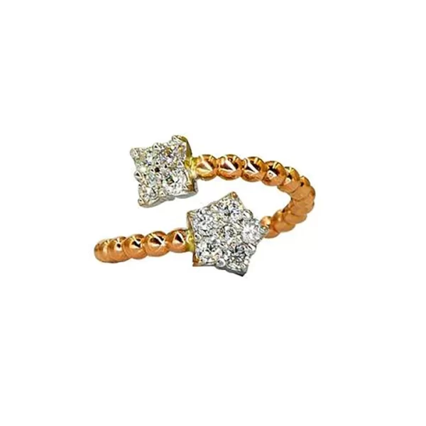 open circle ring with flower accents diamonds 18k gold