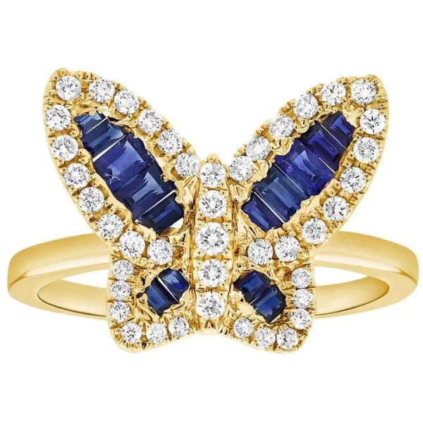 sapphire and diamond butterfly ring