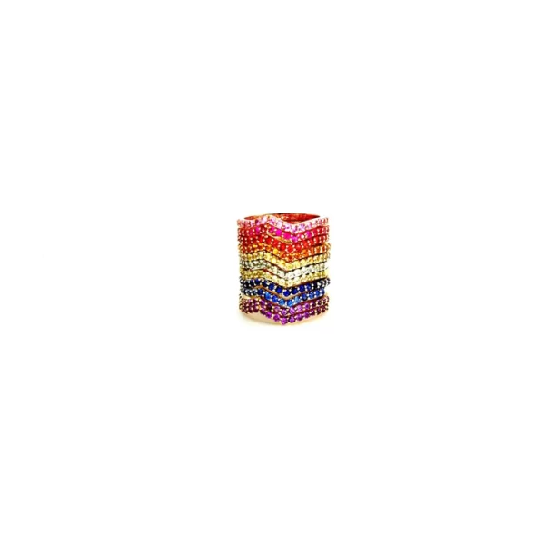 sapphire stackable ring vivid rainbow sapphires 14k gold