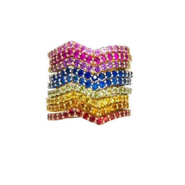 sapphire stackable ring vivid rainbow sapphires 14k gold
